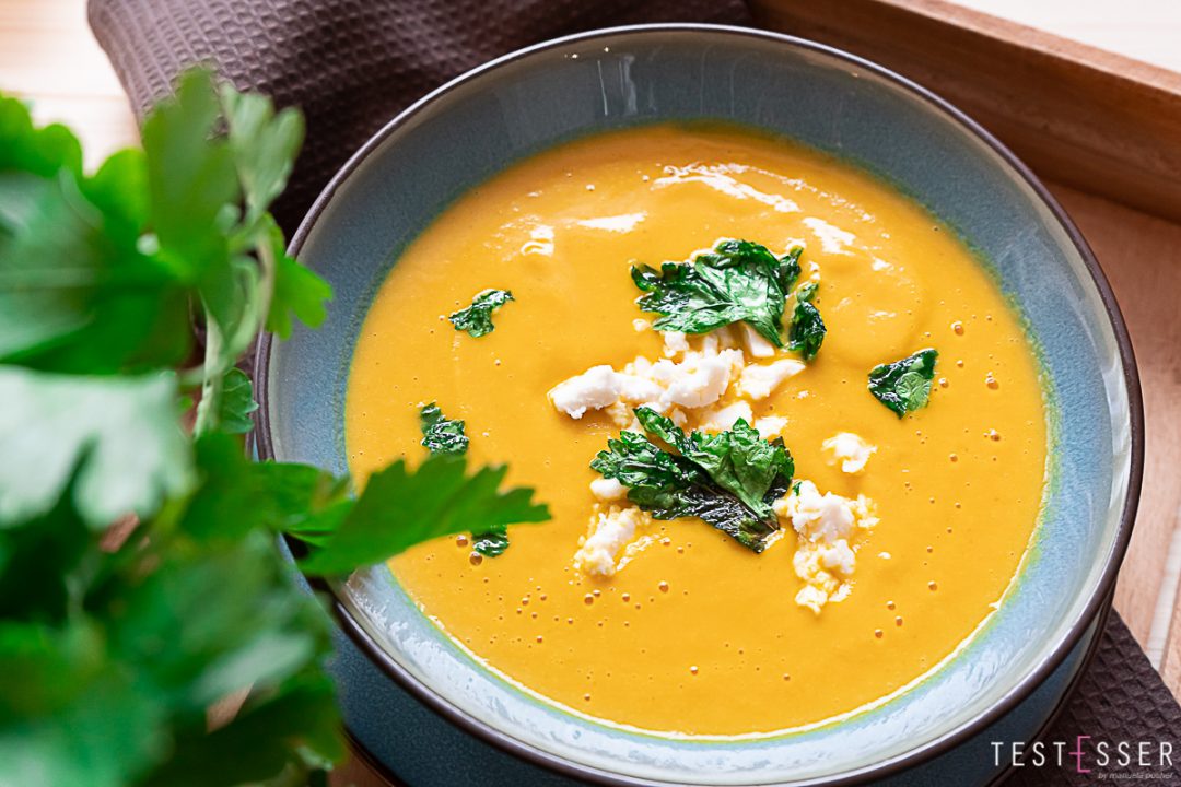 Karotten Kokos Suppe Mit Feta Vegan Testesser